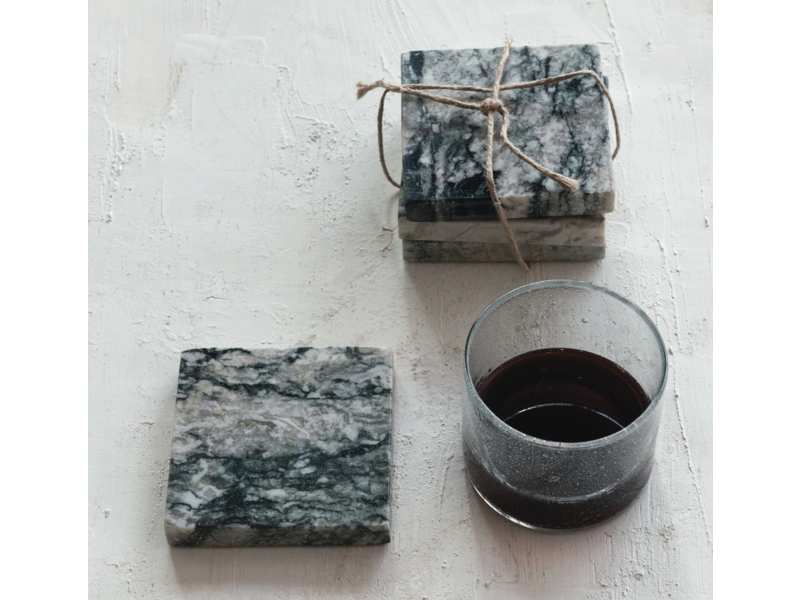 Creative Co-OP Marble Coasters, Set of 4
