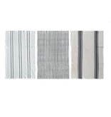 Creative Co-OP Waffle Weave/Printed Tea Towel w/ Stripes, Black & White, 3 Styles