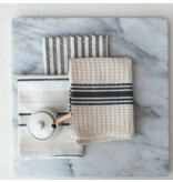 Creative Co-OP Waffle Weave/Printed Tea Towel w/ Stripes, Black & White, 3 Styles
