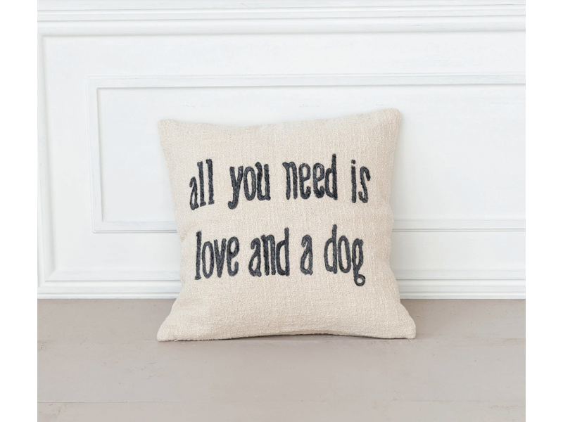 Creative Co-OP All You Need is Love and a Dog Pillow, 18" x 18"
