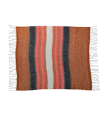 Creative Co-OP Brushed New Zealand Wool Throw w/ Stripes & Fringe