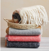 Creative Co-OP Brushed New Zealand Wool Throw w/ Stripes & Fringe