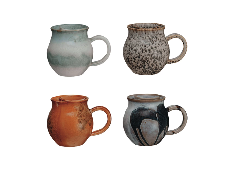 Creative Co-OP 16 oz. Stoneware Mug w/ Tea Bag Holder, 4 Colors