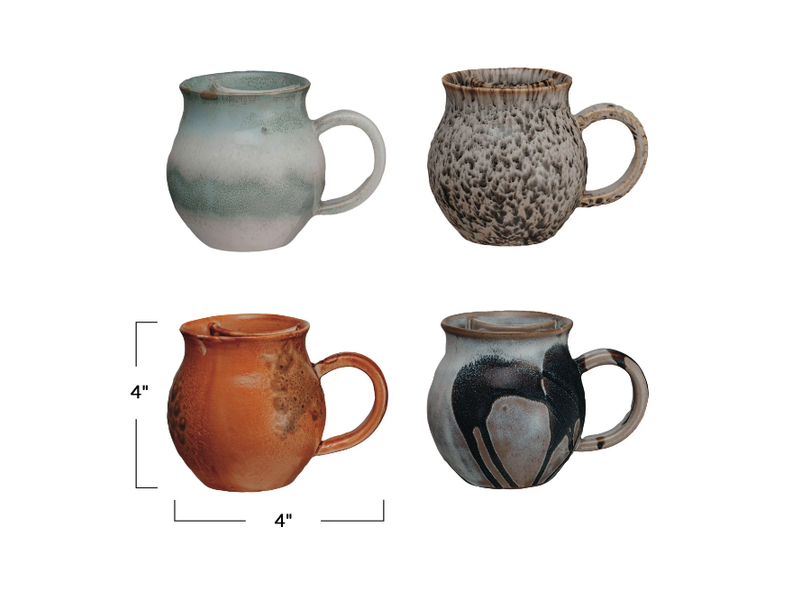 Creative Co-OP 16 oz. Stoneware Mug w/ Tea Bag Holder, 4 Colors