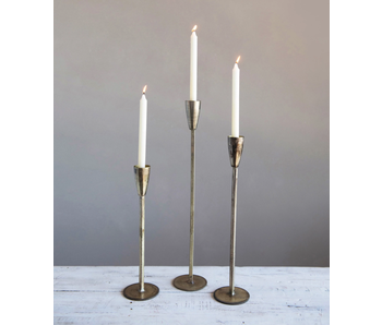 Metal Taper Holders with Antique Finish, Set of 3
