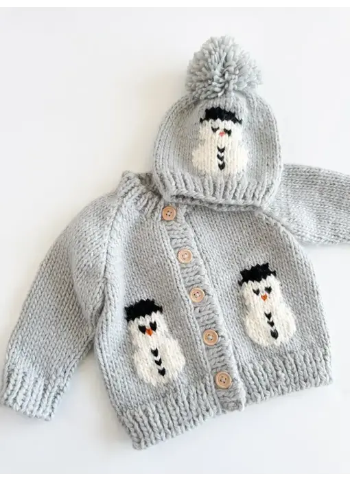 Snowman Winter Knit Cardigan Sweater 12-24M