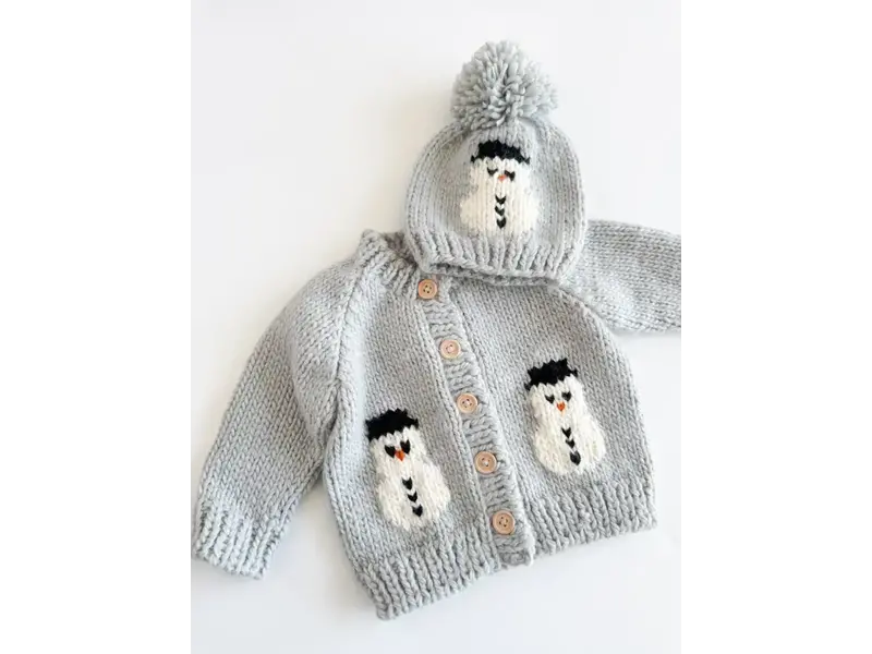 Figgy Friends Snowman Winter Knit Cardigan Sweater 12-24M