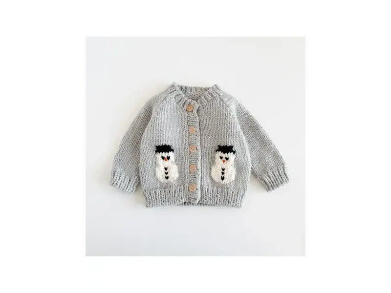 Figgy Friends Snowman Winter Knit Cardigan Sweater 6-12M