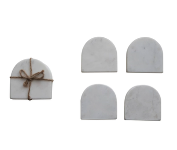 Arched Marble Coasters, White, Set of 4