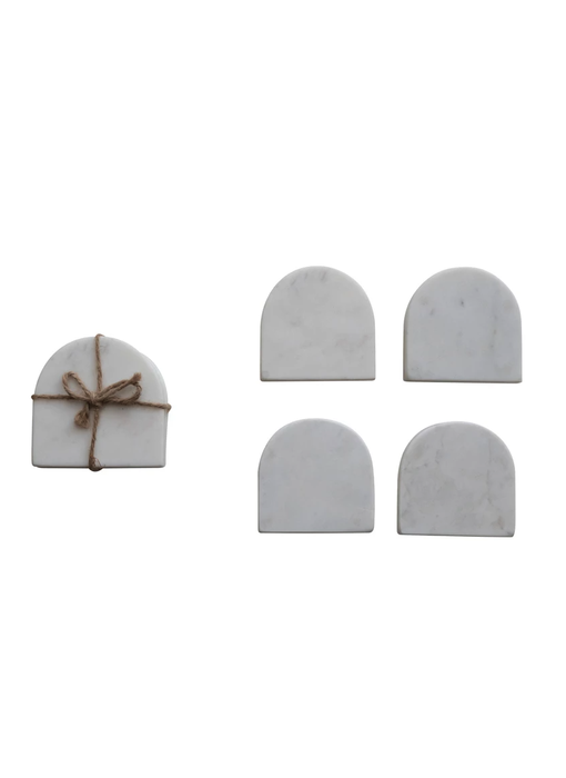 Arched Marble Coasters, White, Set of 4