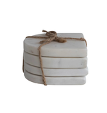 Creative Co-OP Arched Marble Coasters, White, Set of 4