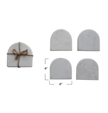 Creative Co-OP Arched Marble Coasters, White, Set of 4