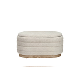 Creative Co-OP Fabric & MDF Upholstered Ottomans w/ Storage & Wood Bases - Cream