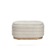 Fabric & MDF Upholstered Ottomans w/ Storage & Wood Bases - Cream