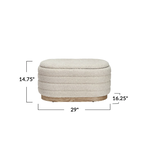 Creative Co-OP Fabric & MDF Upholstered Ottomans w/ Storage & Wood Bases - Cream