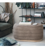 Creative Co-OP Fabric & MDF Upholstered Ottomans w/ Storage & Wood Bases - Cream