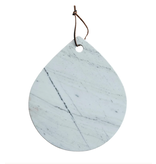 Creative Co-OP White Marble Cheese/Cutting Board w/ Handle & Leather Tie