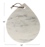 Creative Co-OP White Marble Cheese/Cutting Board w/ Handle & Leather Tie