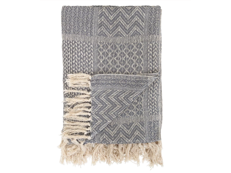 Creative Co-OP Grey & Cream Pattern Throw Blanket