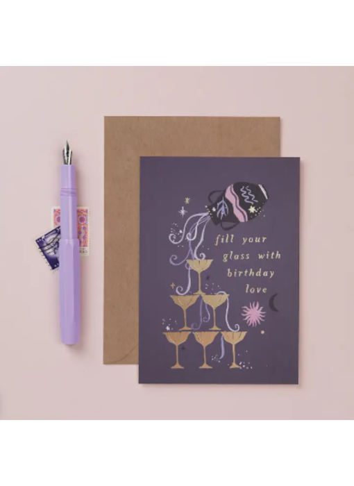 Bubbles Zodiac Birthday Card