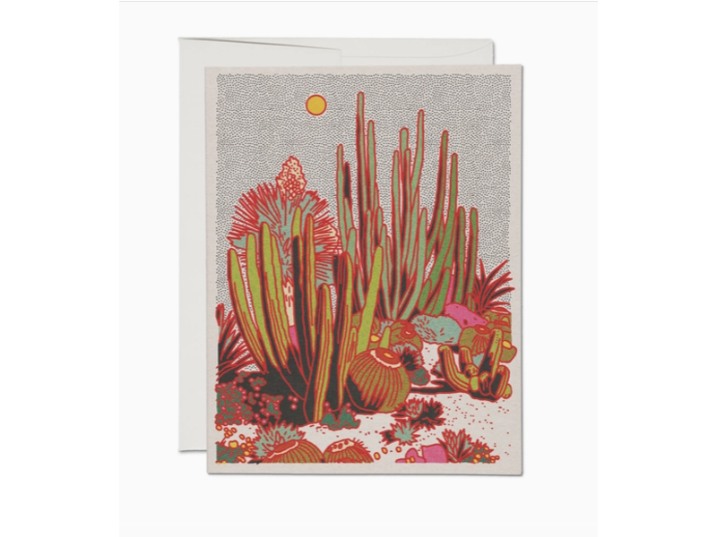 Red Cap Cards Cactus Scene Everyday Greeting Card