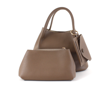 Small Crossbody Tote W/Card Holder & Cosmetic Pouch - Soil