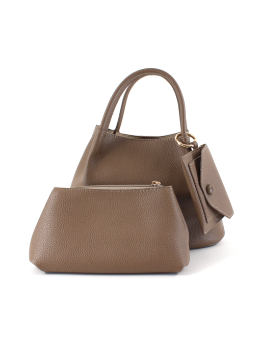 Small Crossbody Tote W/Card Holder & Cosmetic Pouch - Soil