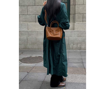 Wrinkle Effect Small Tote Crossbody Bag Brown