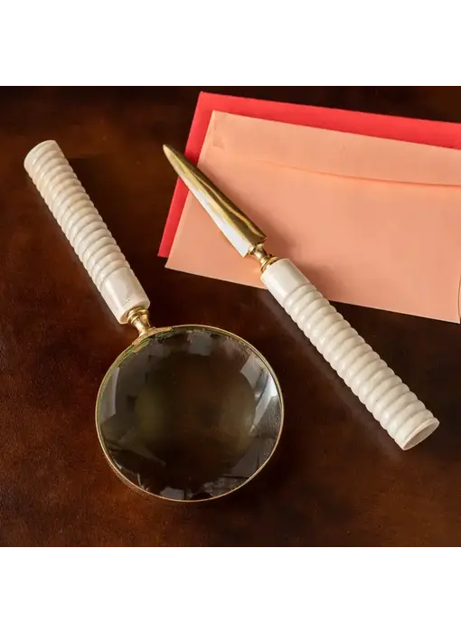 White Horn Handle Magnifying Glass