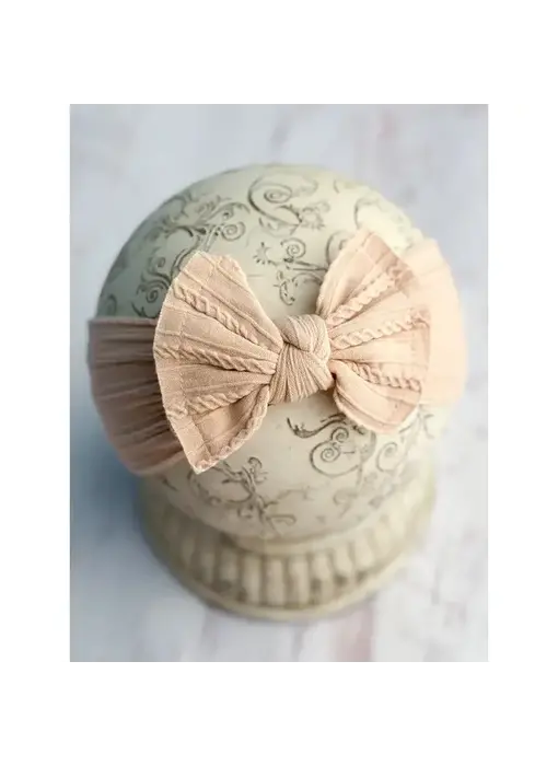 Cable Knit Bow Headband Blush