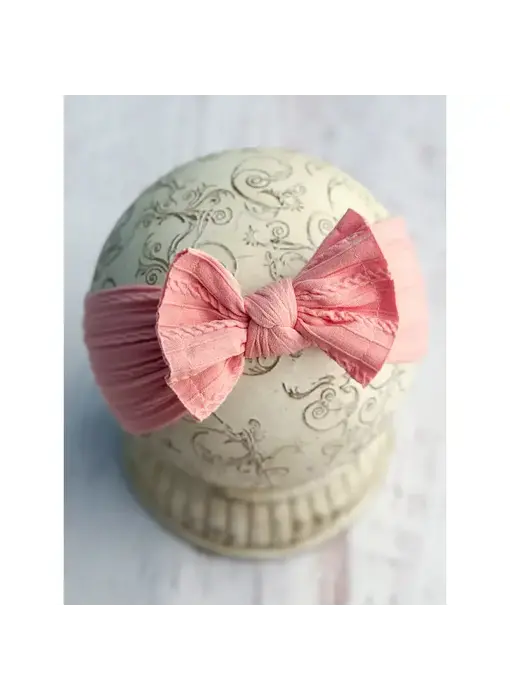 Cable Knit Bow Headband Dusty Rose