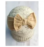 The Hair Bow Company Cable Knit Bow Headband Tan