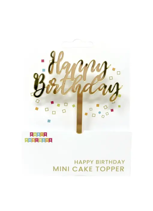 Happy Birthday Gold Mini Cake Topper