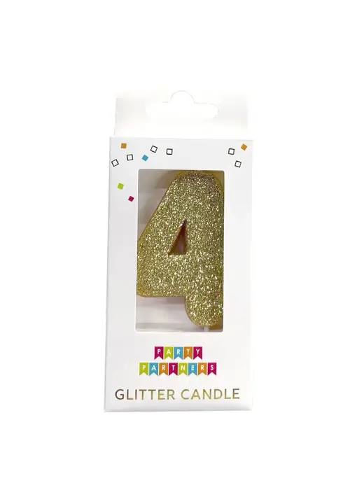 4 Glitter Number Candle Gold