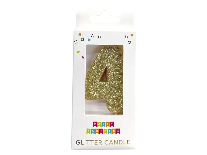 Party Partners 4 Glitter Number Candle Gold