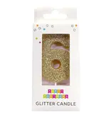 Party Partners 6 Glitter Number Candle Gold