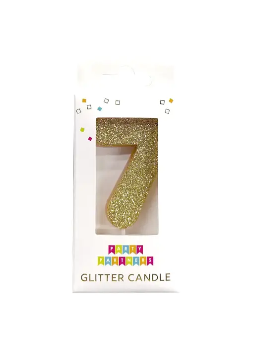 7 Glitter Number Candle Gold