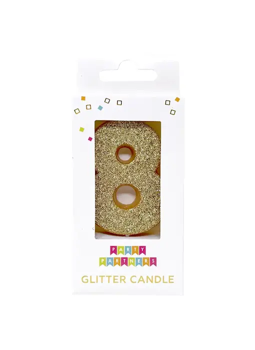 8 Glitter Number Candle Gold