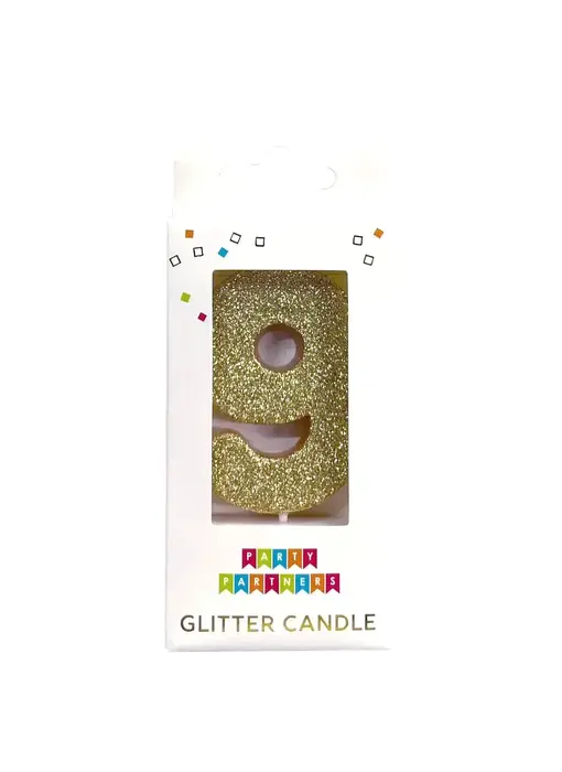 9 Glitter Number Candle Gold