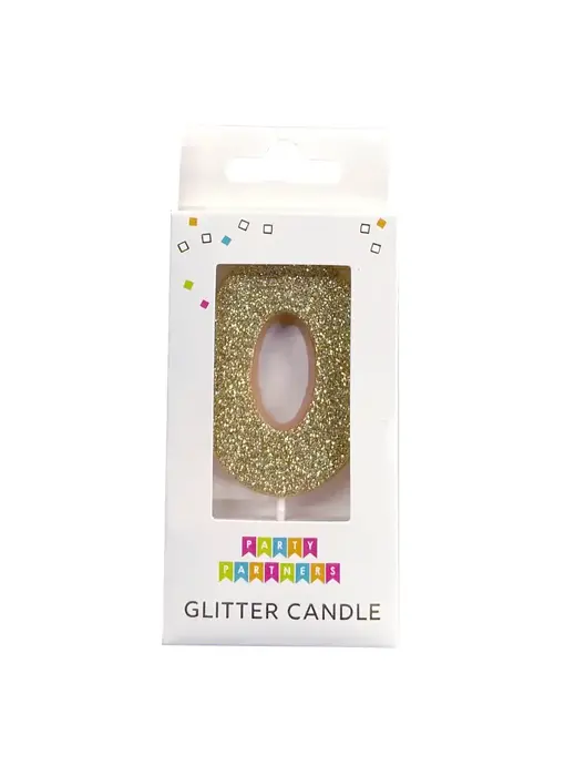0 Glitter Number Candle Gold
