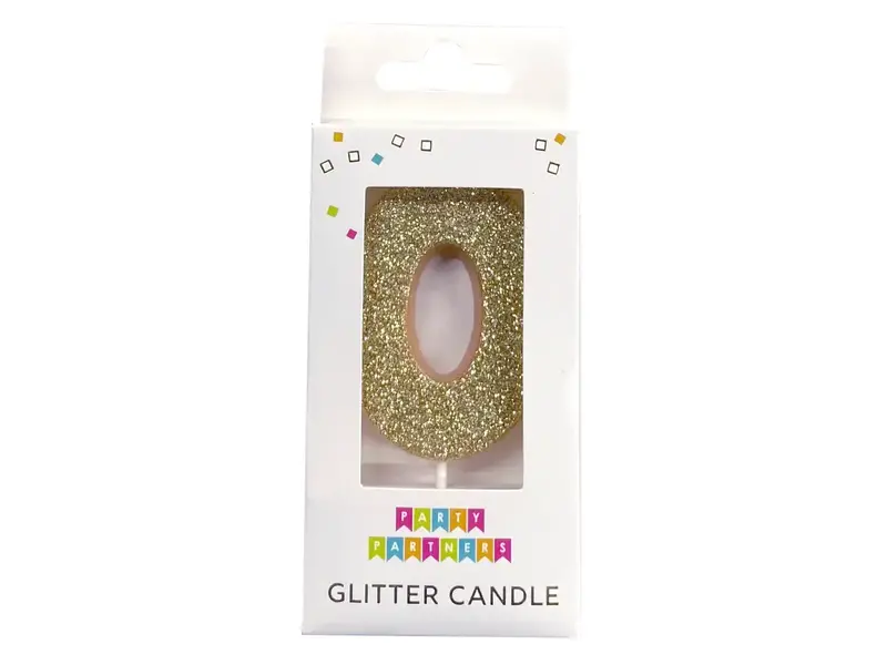 Party Partners 0 Glitter Number Candle Gold