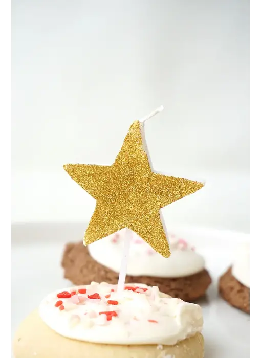 Star Glitter Candle Gold