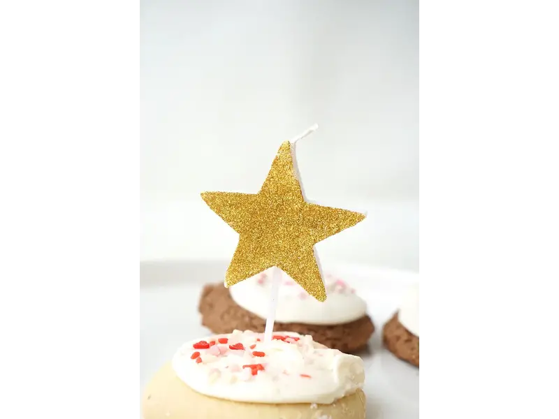 Party Partners Star Glitter Candle Gold