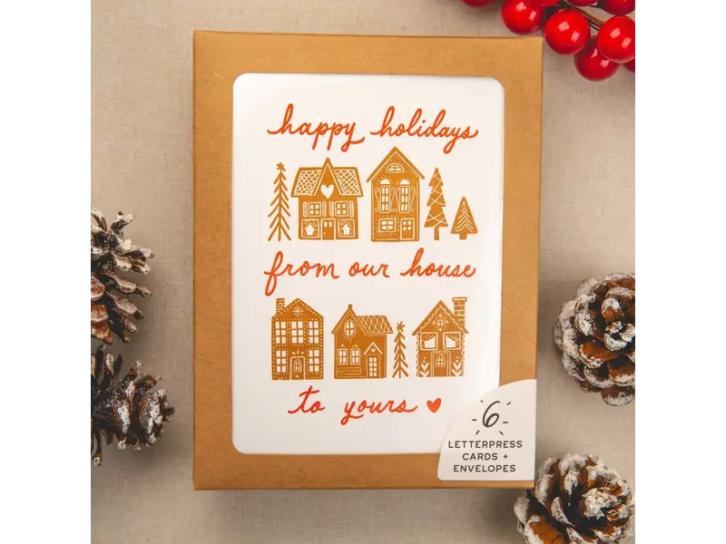 Kindred Letterpress Gingerbread House Holiday Card | Set of 6