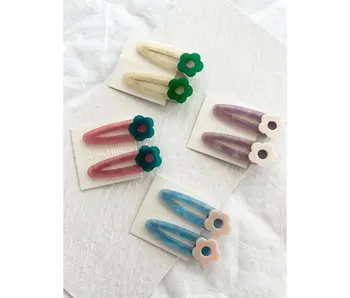 2PC Assorted Flower Hair Barrettes - Cindi