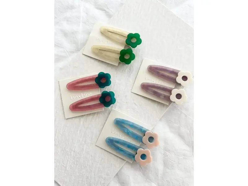 LoveLina 2PC Assorted Flower Hair Barrettes - Cindi