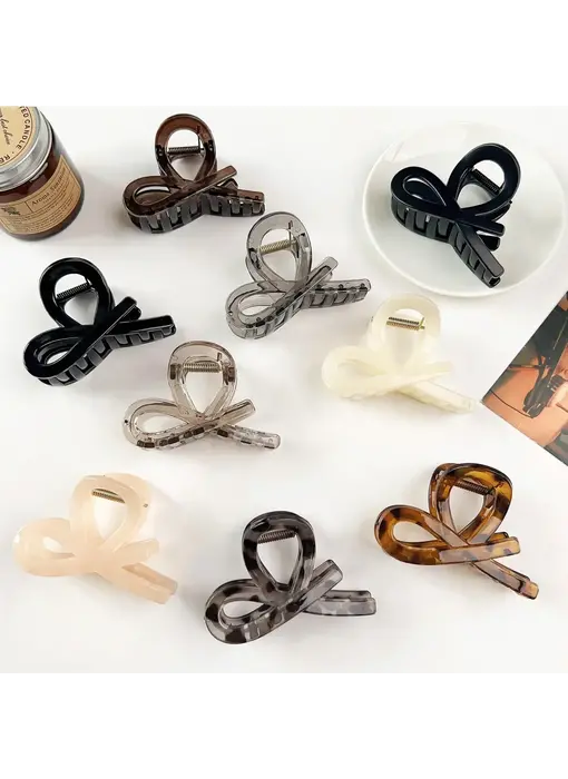 Assorted Neutral Bow Hair Claw - Basha