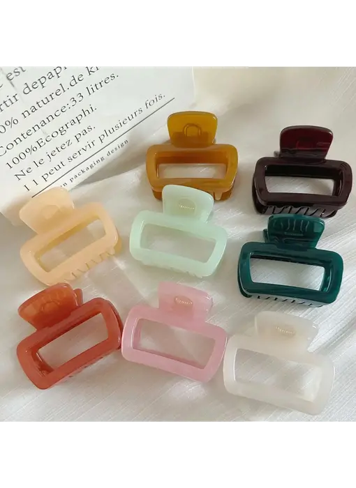 Assorted Glossy Square Hair Claws - Cupo Glossy