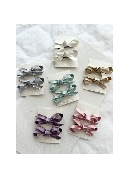 2PC Ribbon Hair Clips Set - Dosa Assorted