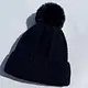 Fuzzy Knitted Pom Beanie Hats- Black